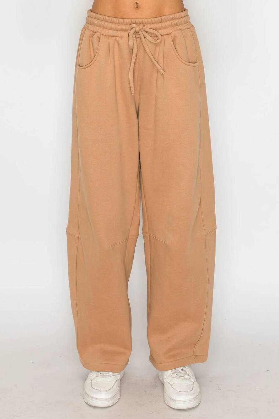 NEW KNIT RIOT harbor barrel-leg sweatpants in mocha